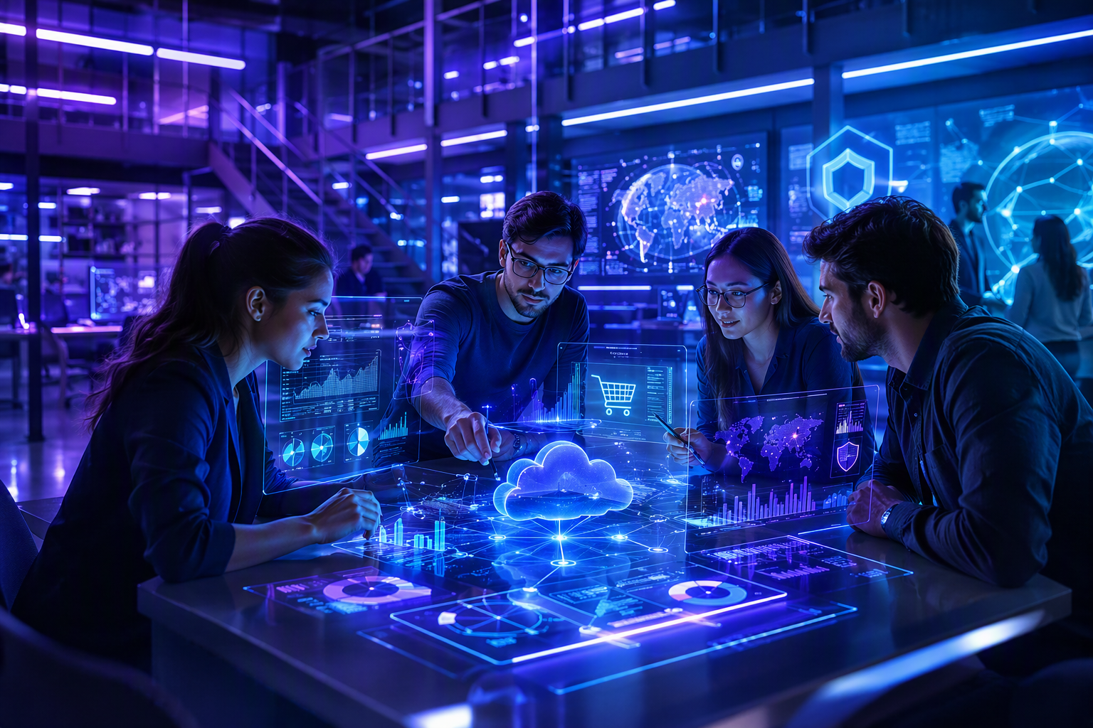 Oraș digital inteligent construit pe infrastructură cloud, comerț electronic, inteligență artificială și analiză de date